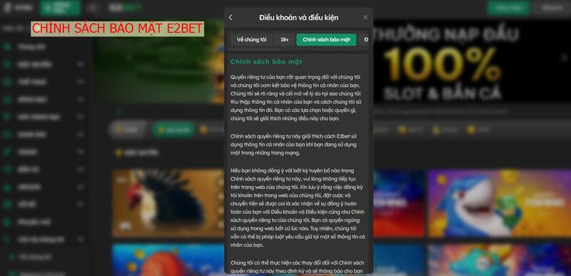 Chính sách bảo mật E2bet